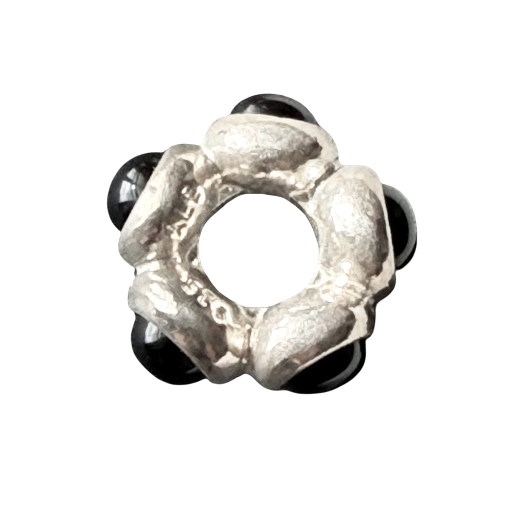 Pandora Sterling Silver Vintage Charm Black Stone Spacer Retired Style